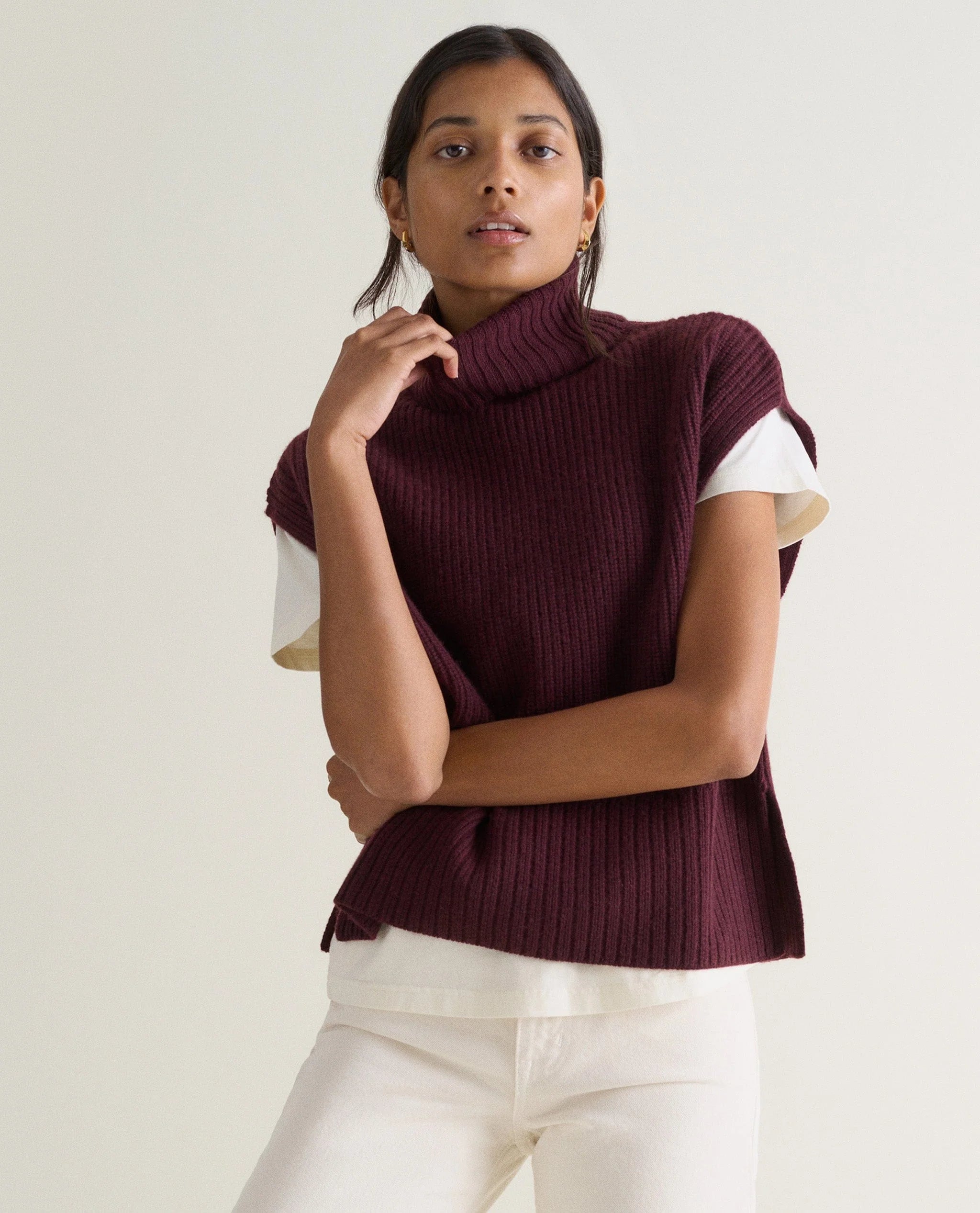 Women's Cashmere Merino Roll Neck Tabard