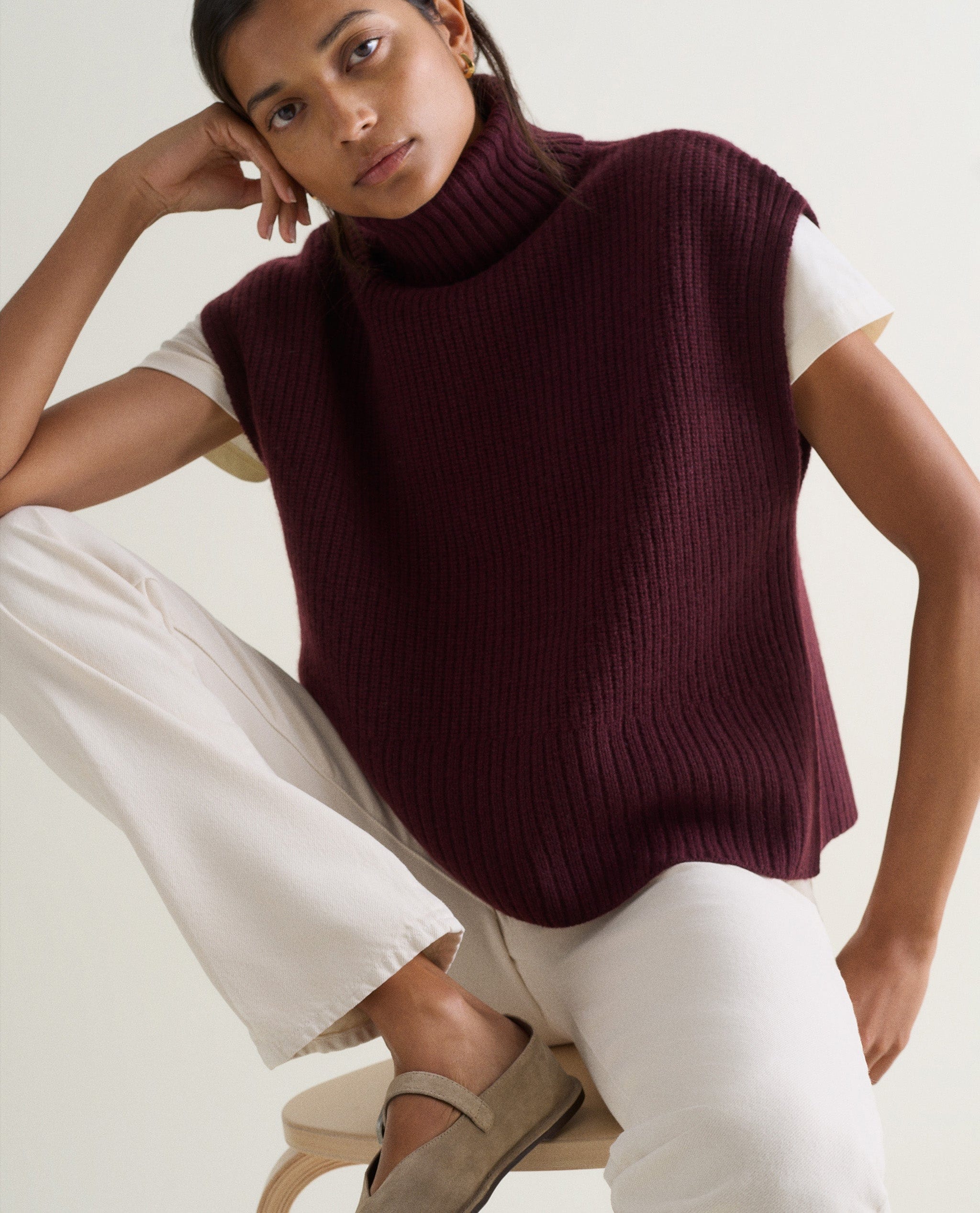 Women's Cashmere Merino Roll Neck Tabard