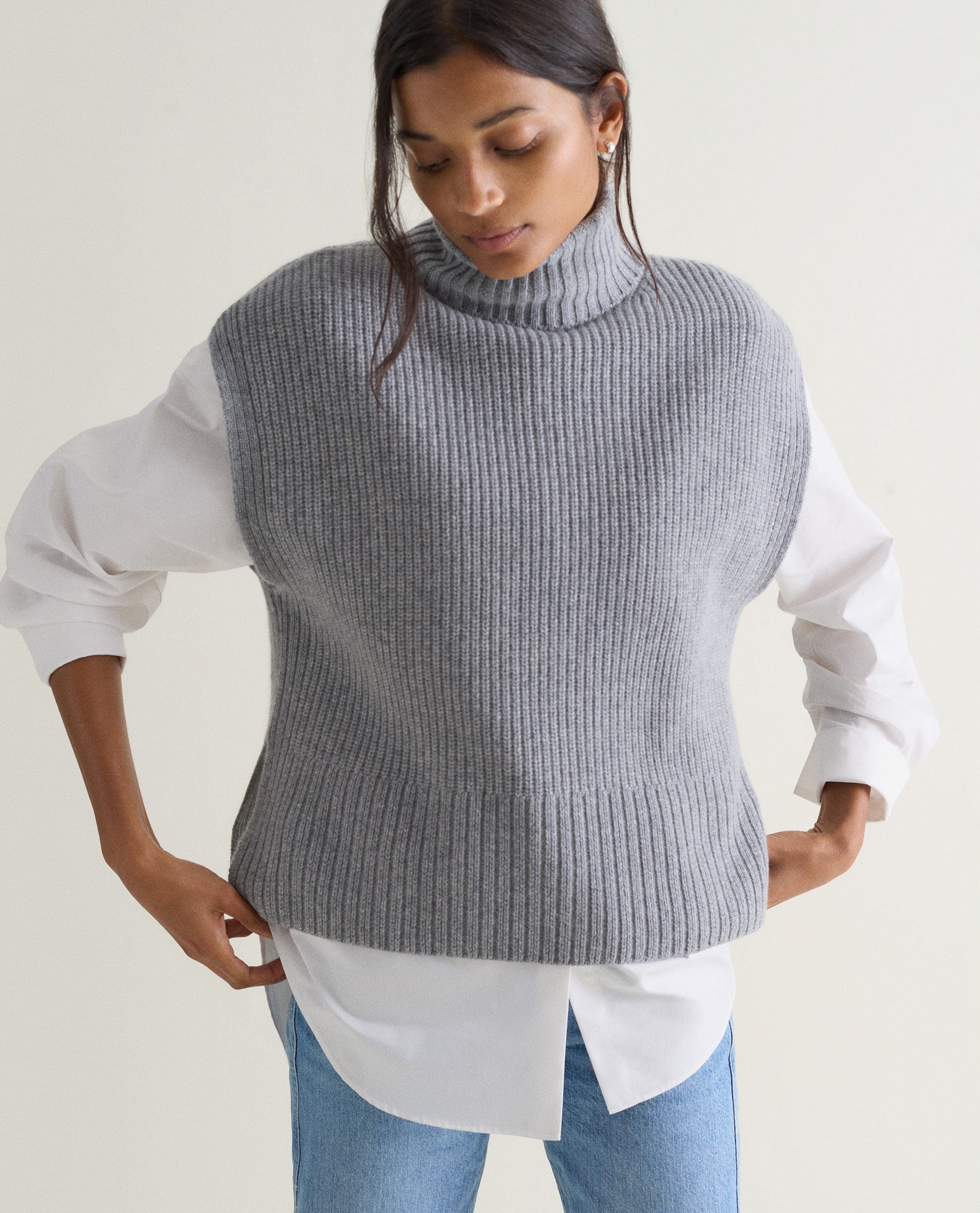 Women's Cashmere Merino Roll Neck Tabard
