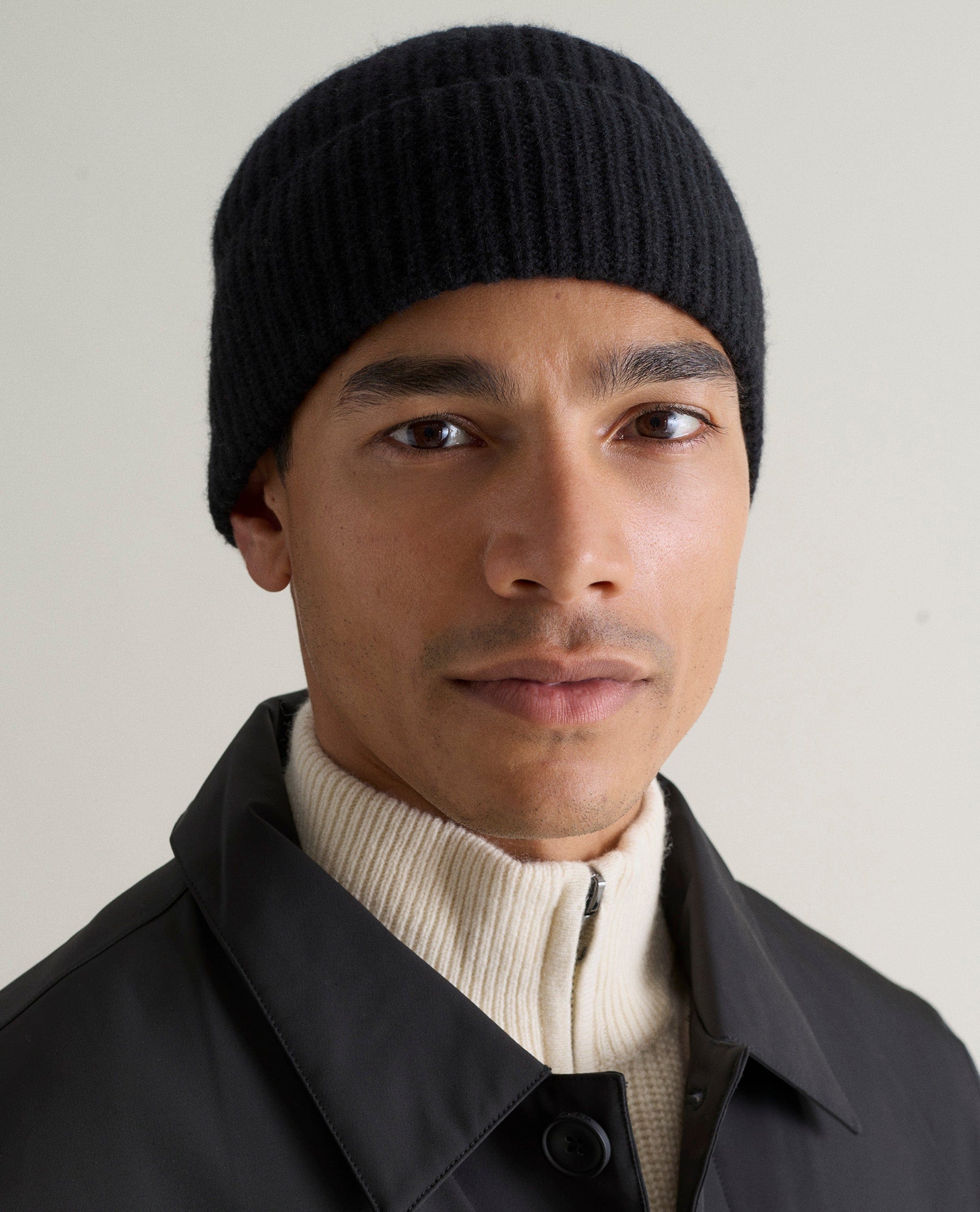 Men's Cashmere Merino Ribbed Knit Beanie
