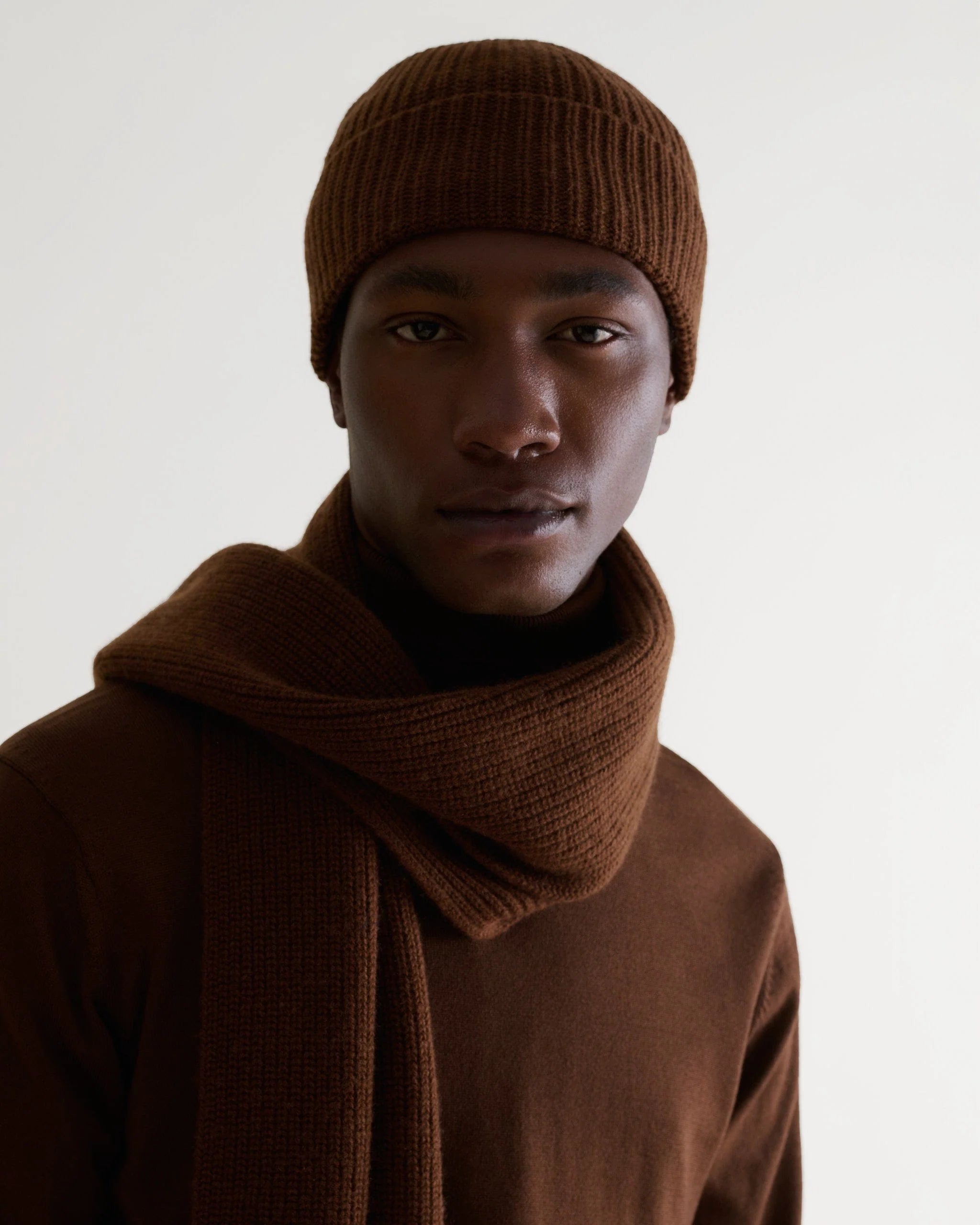 Men's Cashmere Merino Ribbed Knit Beanie