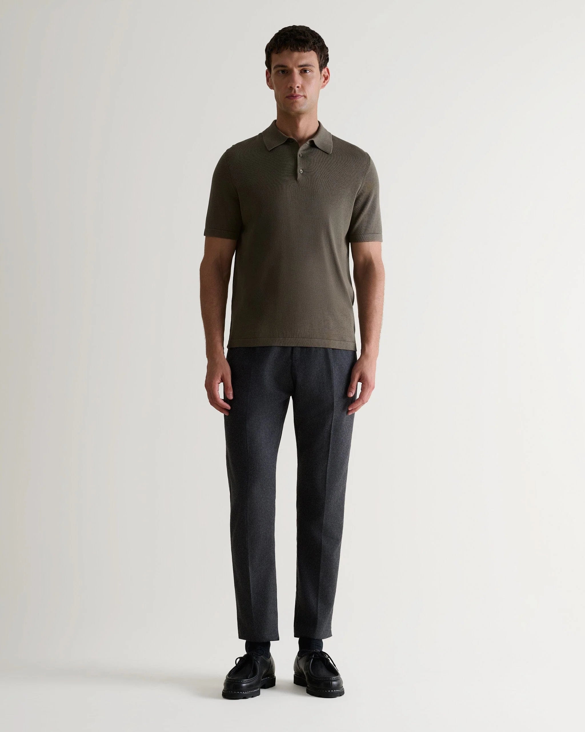 Men's Silk-Cotton Fine Knit Polo