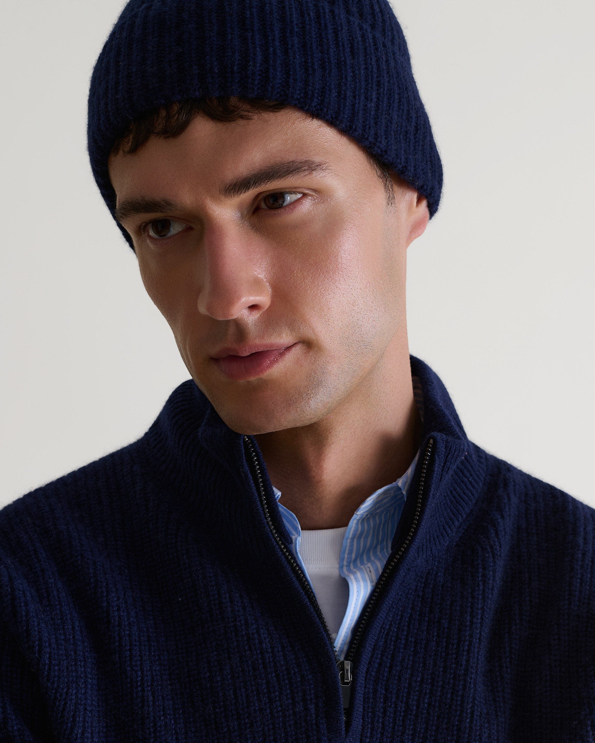 Men's Cashmere Merino Ribbed Knit Beanie