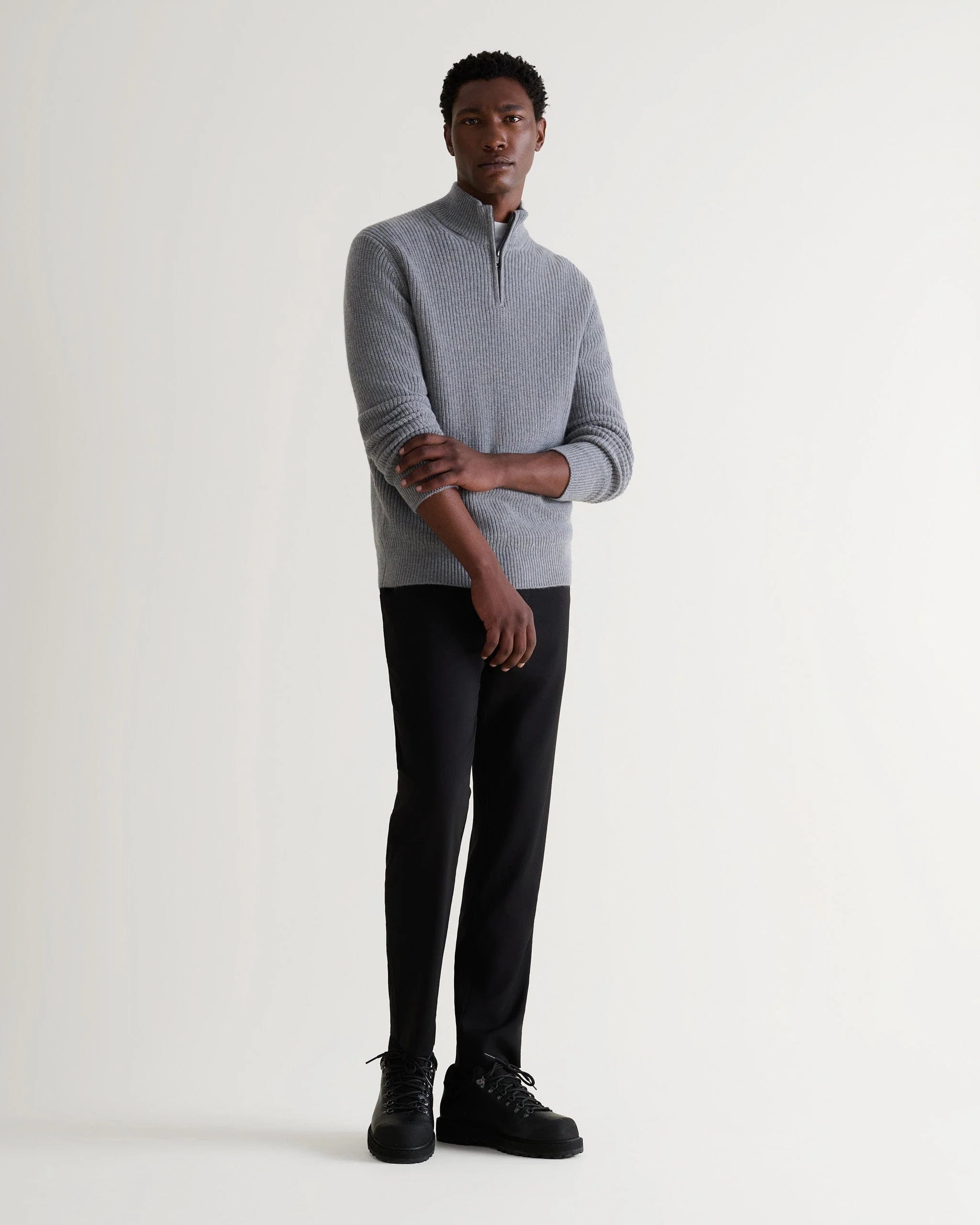 Men's Cashmere Merino Fishermans Rib 1/4 Zip Jumper