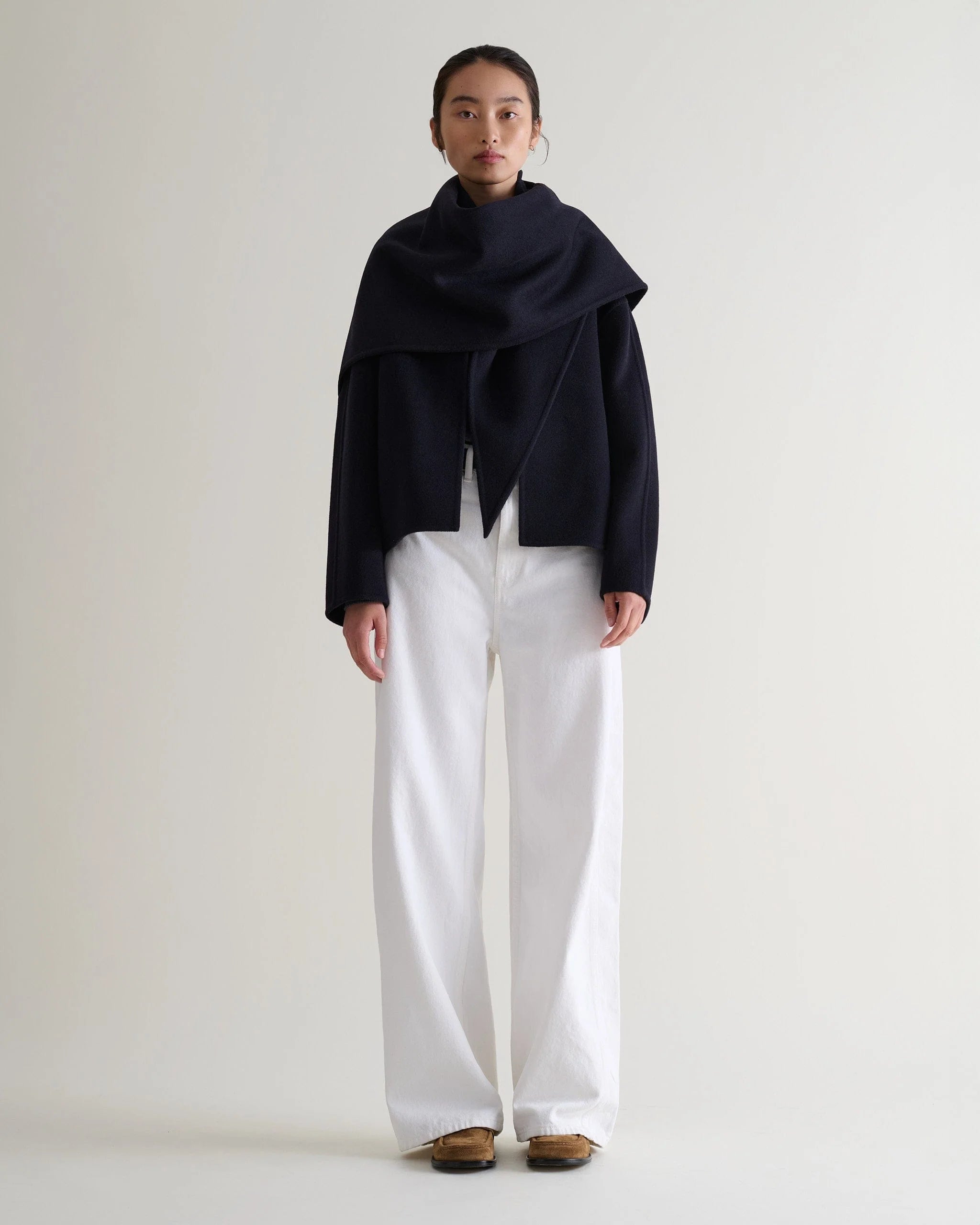 Women's Cashmere Wool Double Faced Scarf Jacket