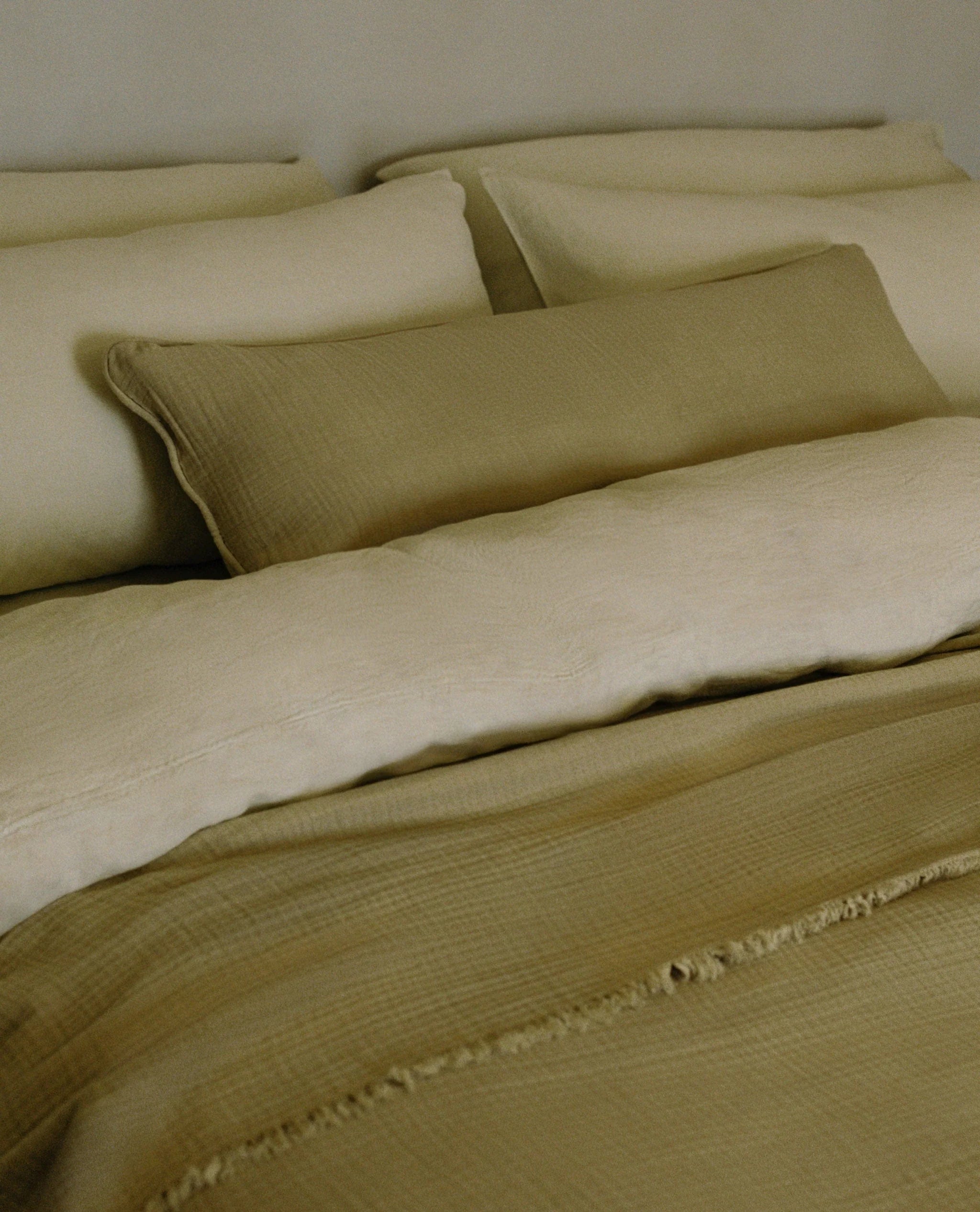 House of Grey Organic Cotton Muslin Lumbar Cushion Cover