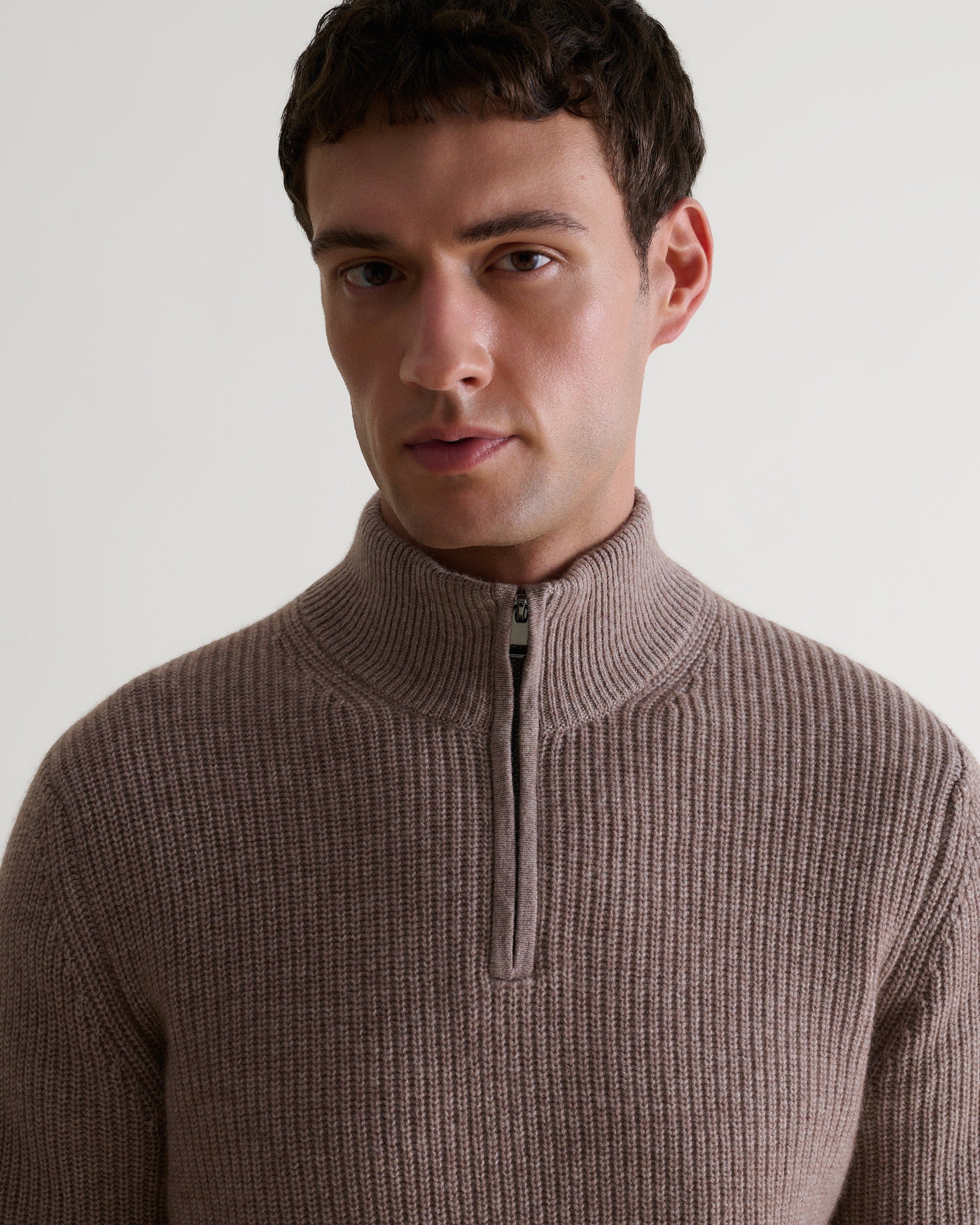 Men's Cashmere Merino Fishermans Rib 1/4 Zip Jumper