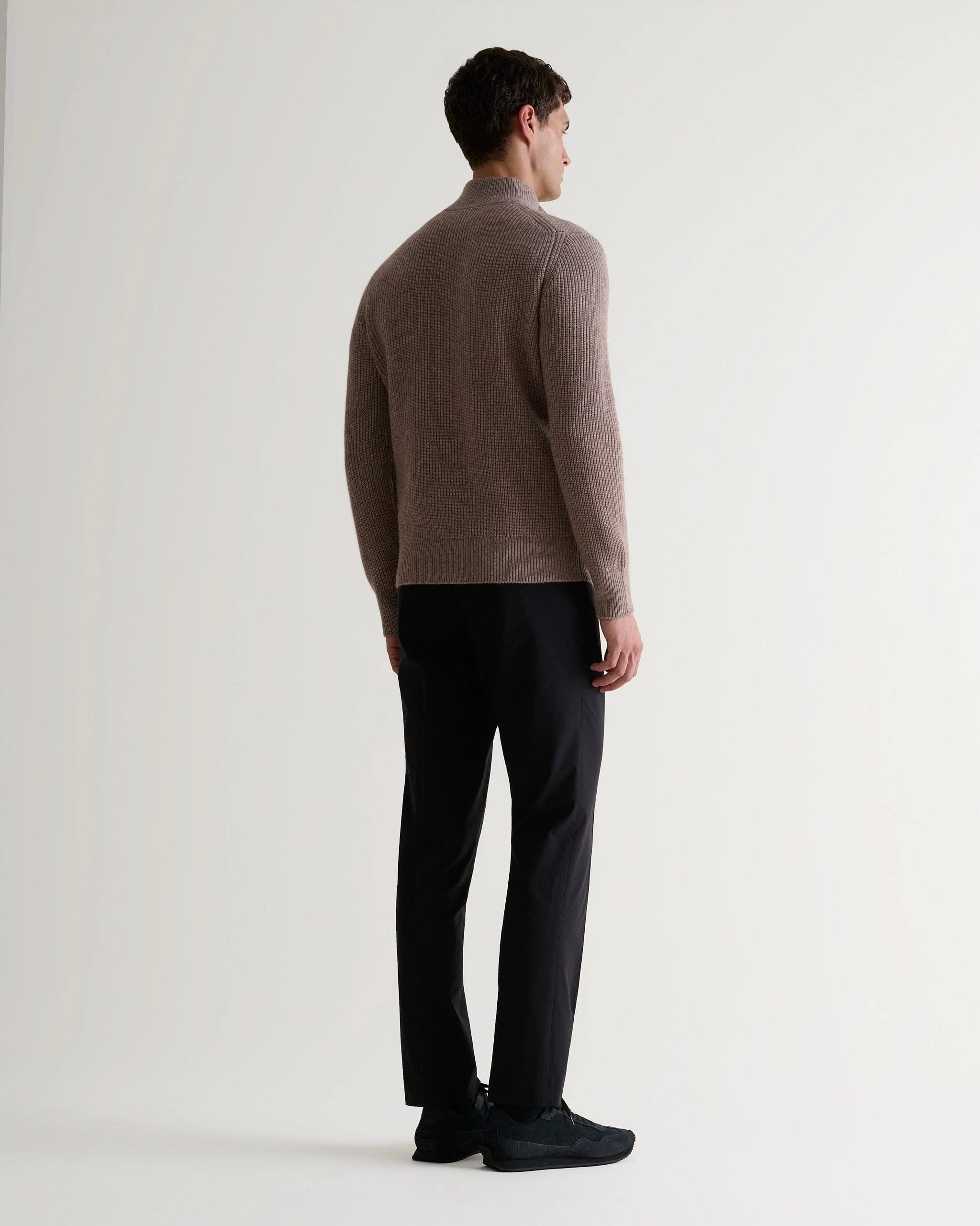 Men's Cashmere Merino Fishermans Rib 1/4 Zip Jumper