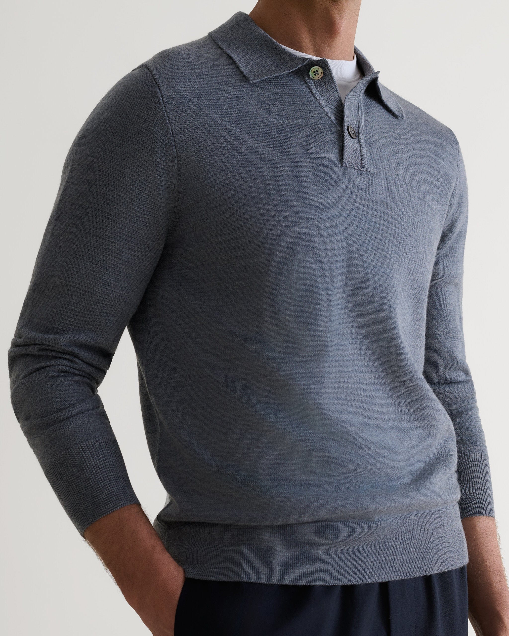 Men's Merino Knitted Polo Jumper