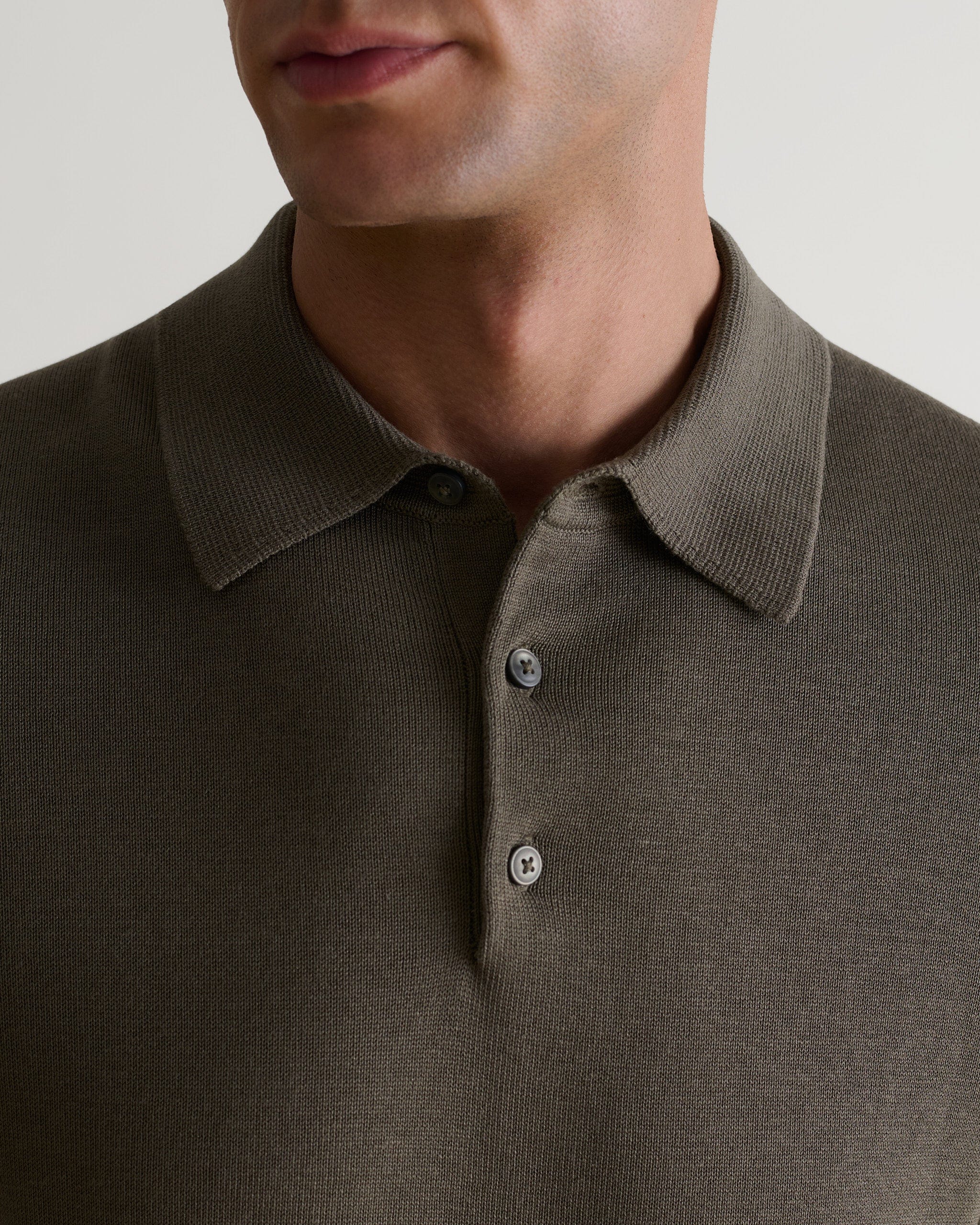 Men's Silk-Cotton Fine Knit Polo