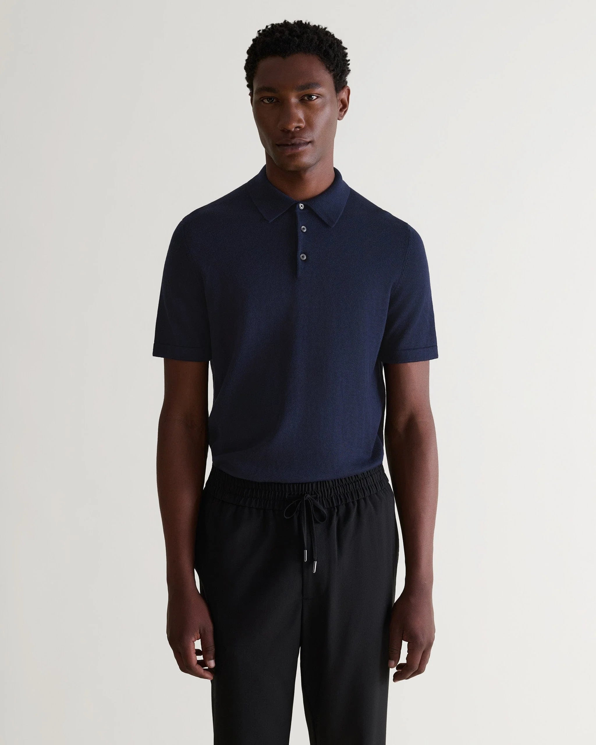 Men's Silk-Cotton Fine Knit Polo