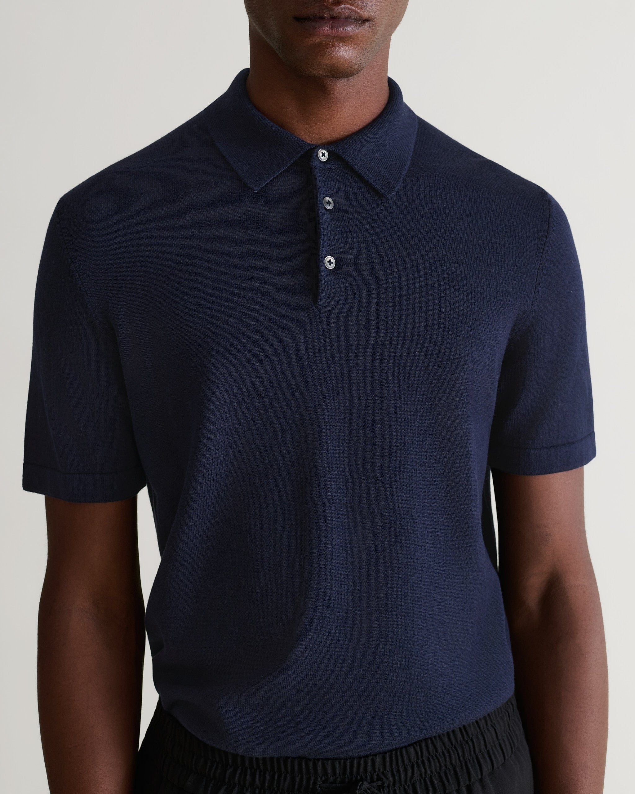 Men's Silk-Cotton Fine Knit Polo