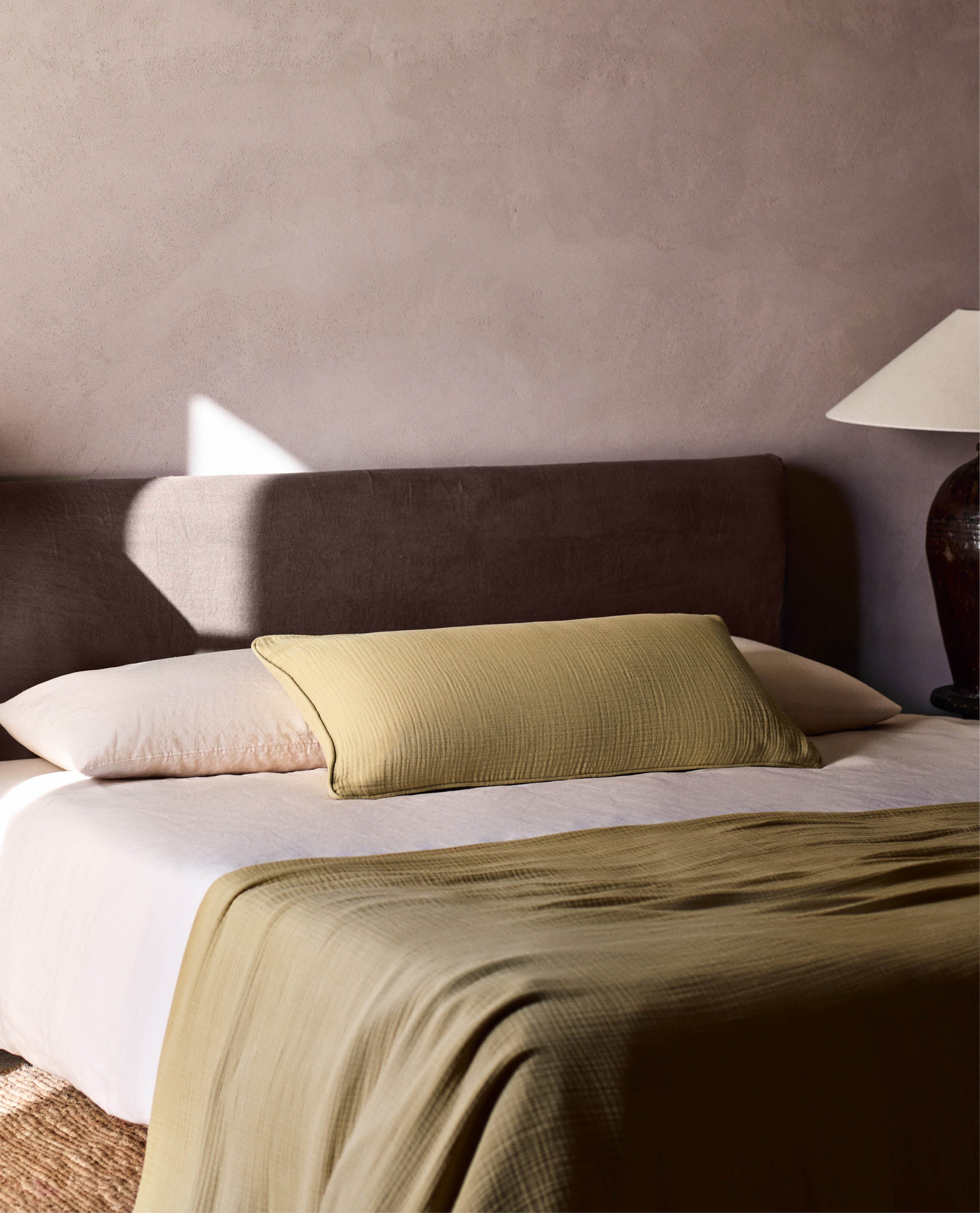 House of Grey Organic Cotton Muslin Lumbar Cushion Cover