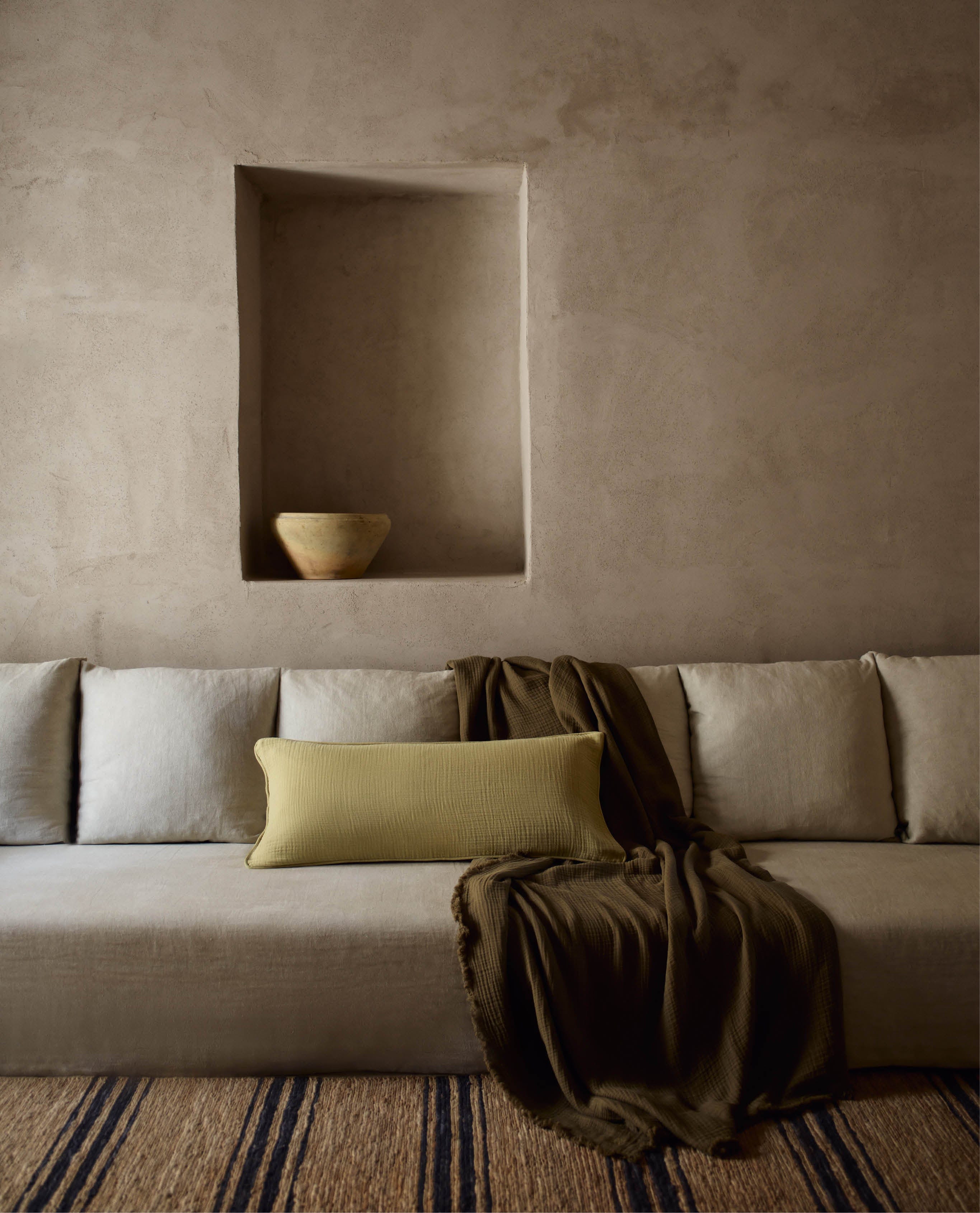 House of Grey Organic Cotton Muslin Lumbar Cushion Cover