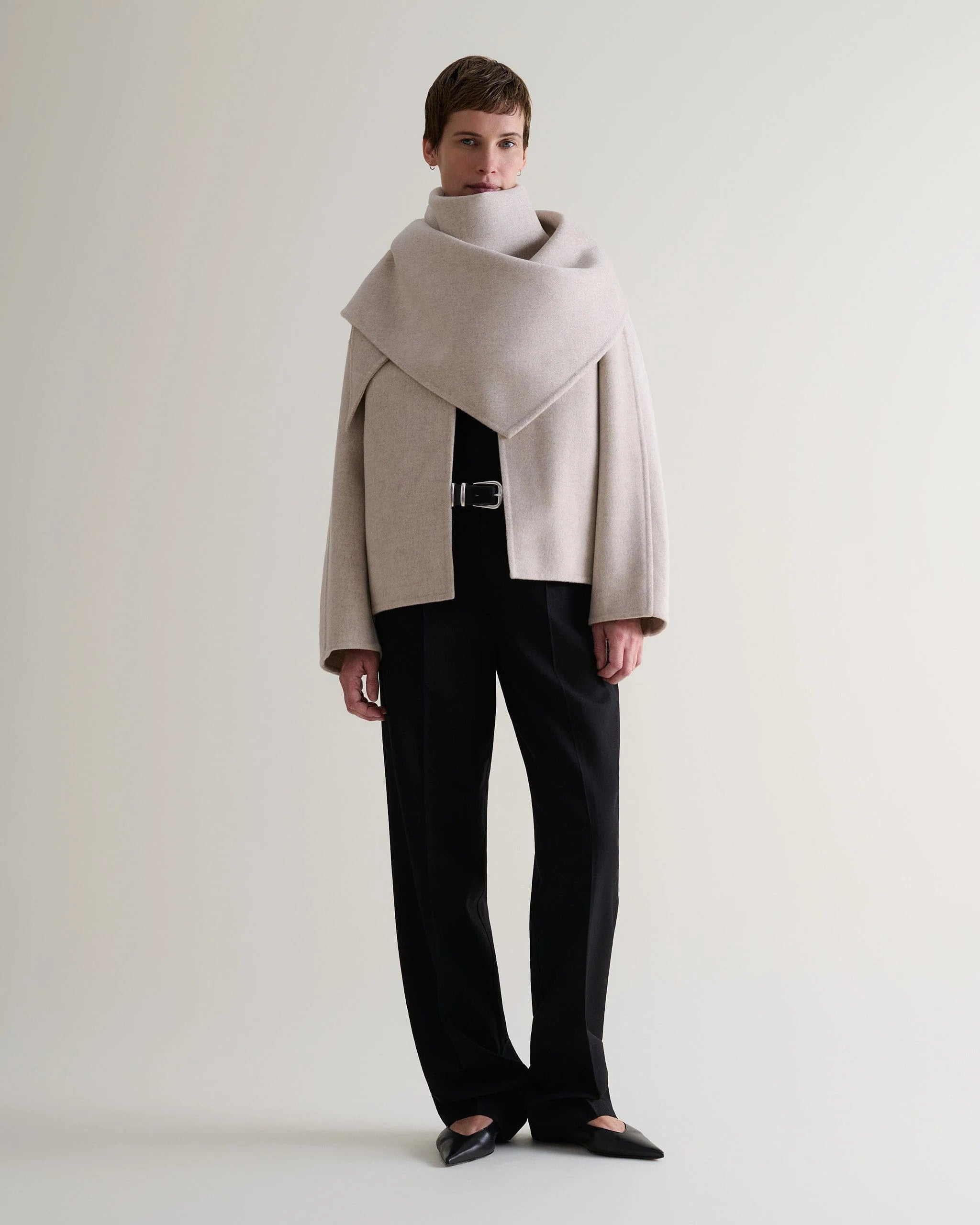 Women's Cashmere Wool Double Faced Scarf Jacket