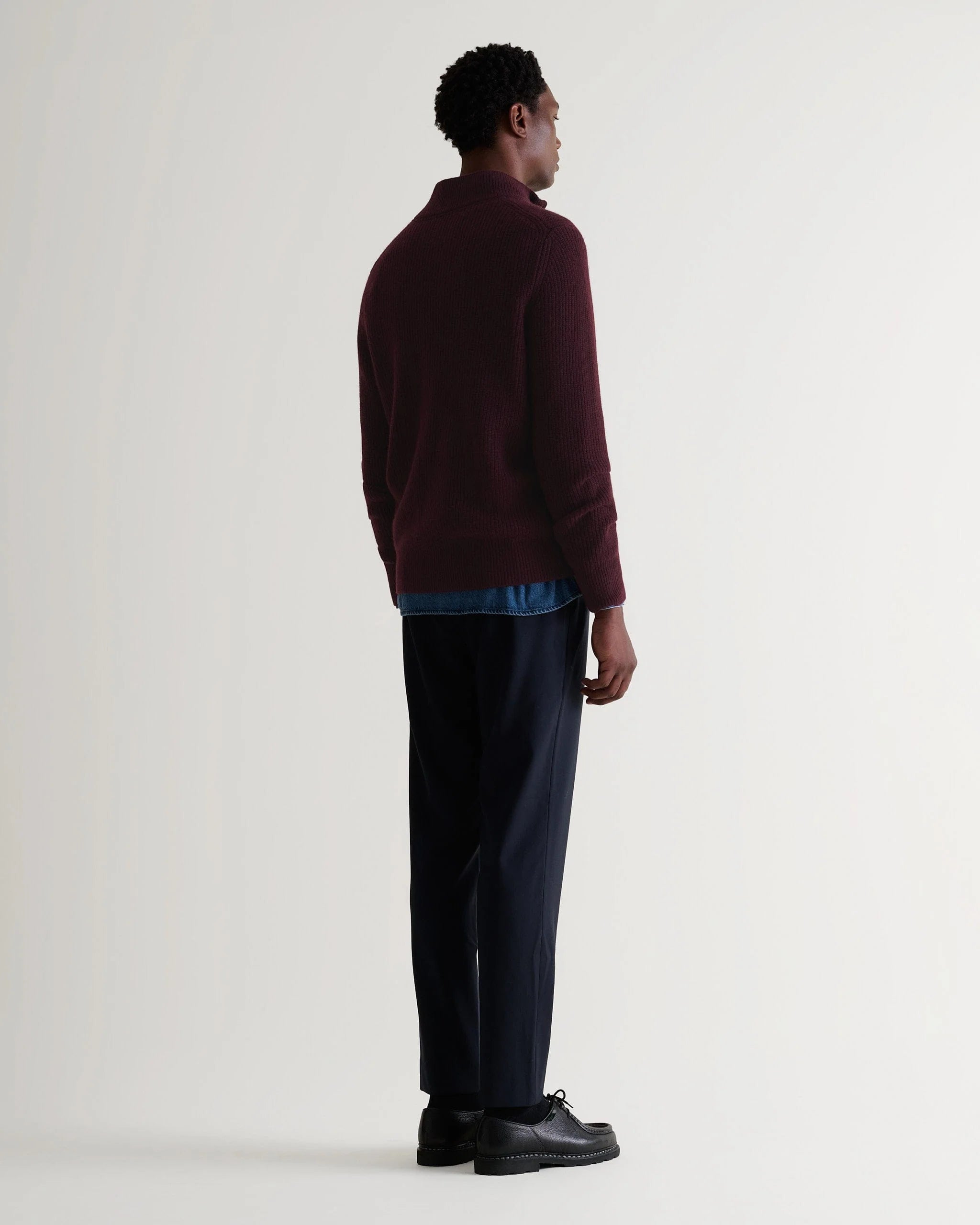 Men's Cashmere Merino Fishermans Rib 1/4 Zip Jumper