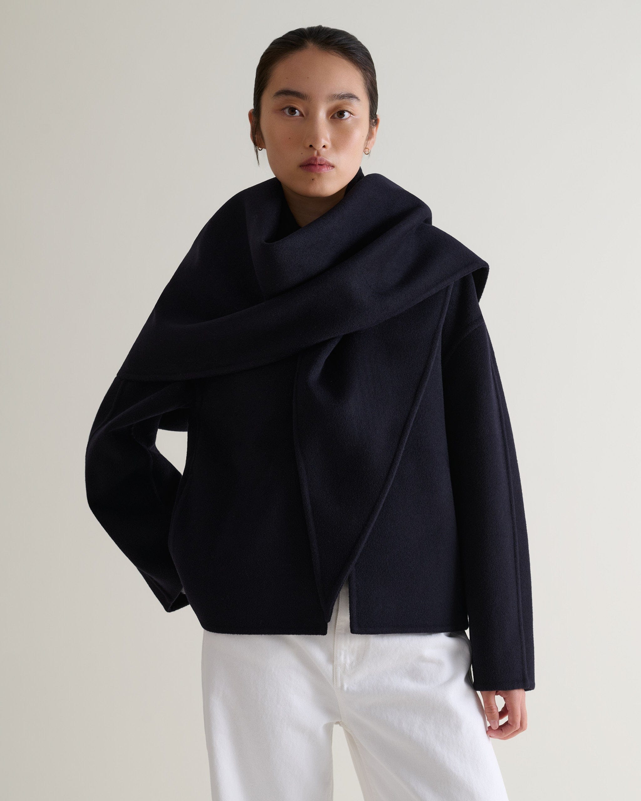 Women's Cashmere Wool Double Faced Scarf Jacket