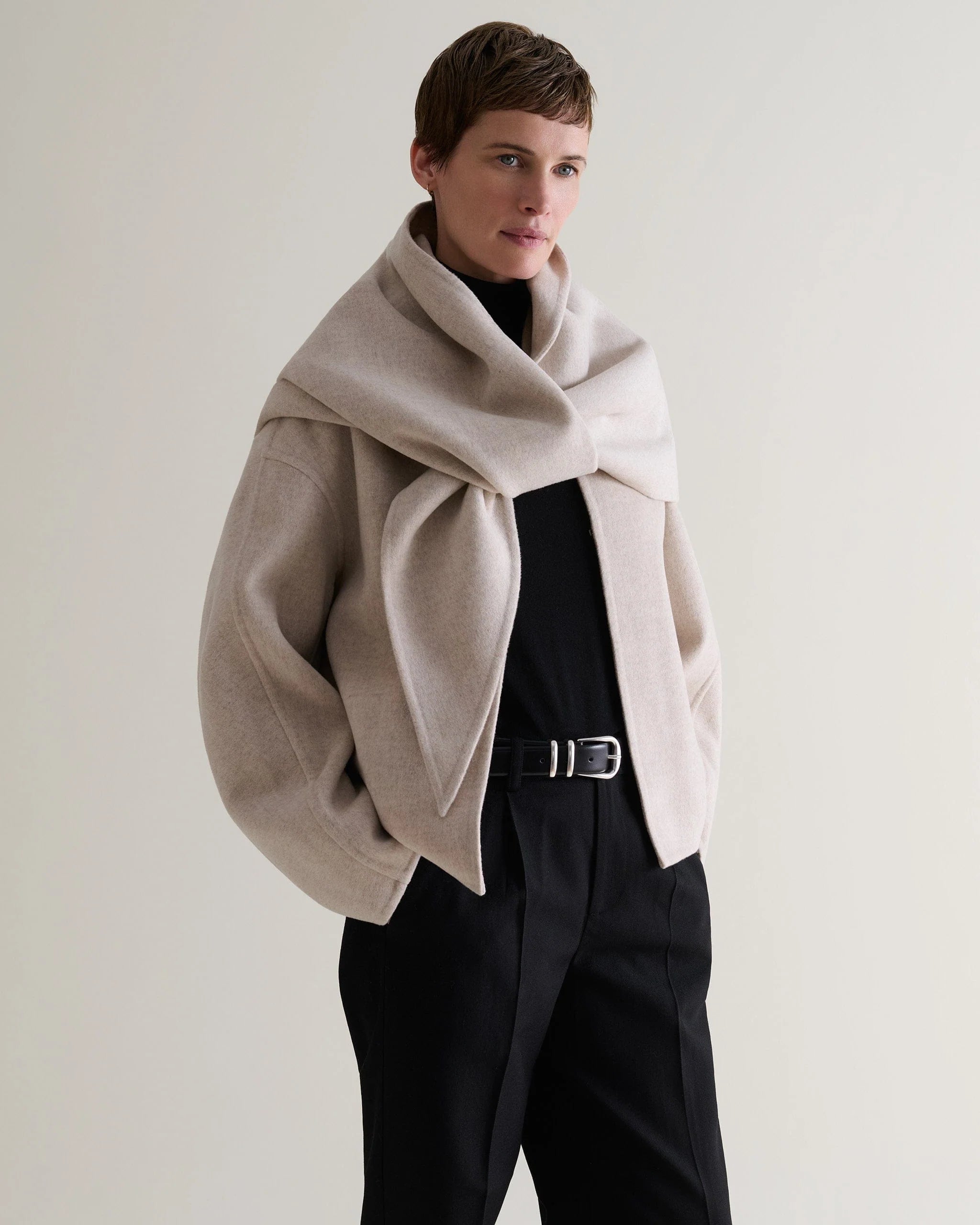 Women's Cashmere Wool Double Faced Scarf Jacket