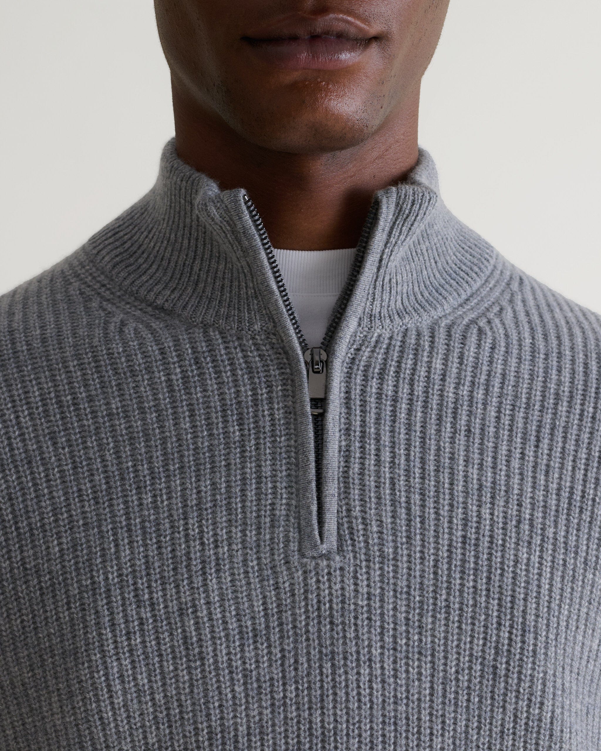 Men's Cashmere Merino Fishermans Rib 1/4 Zip Jumper
