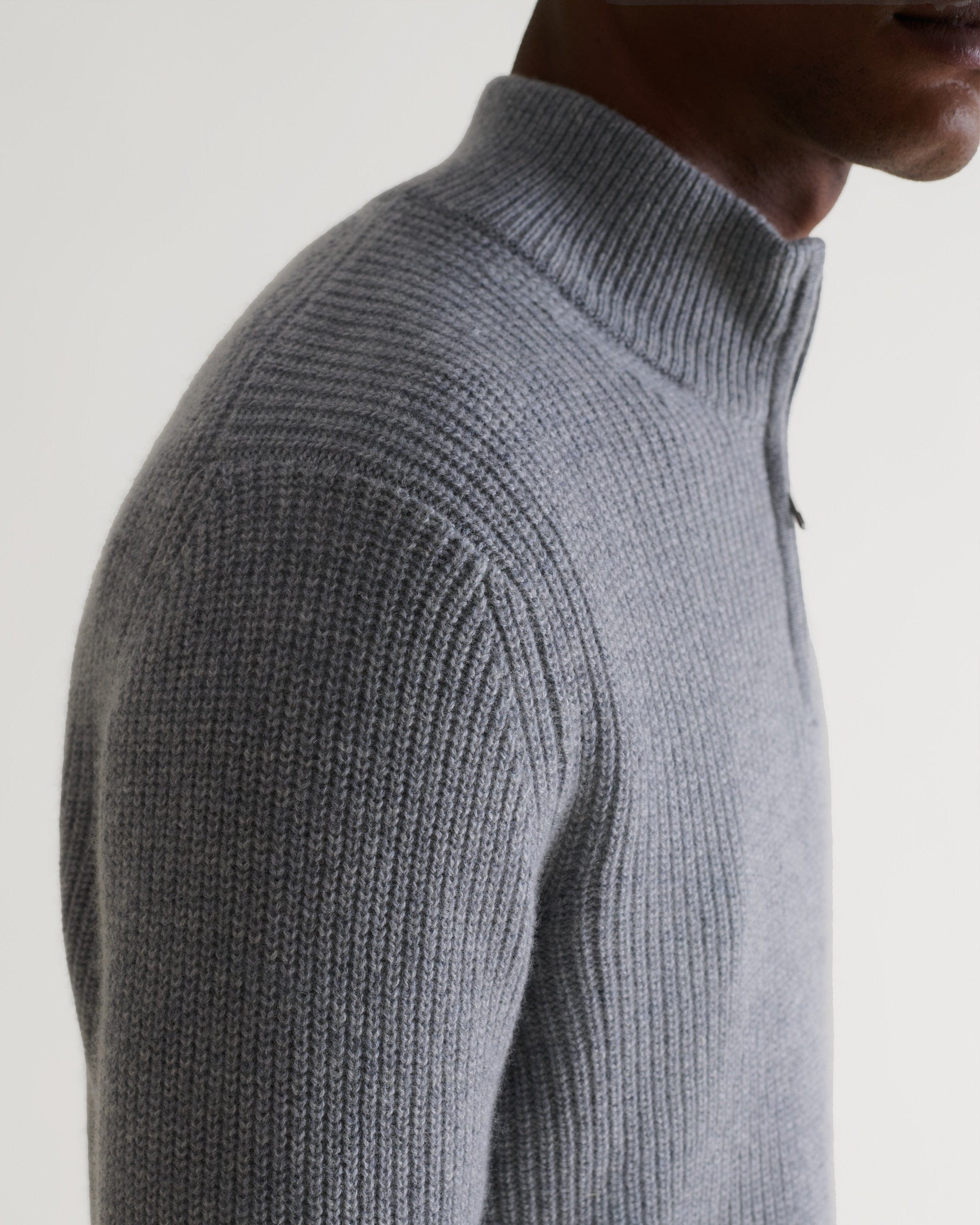 Men's Cashmere Merino Fishermans Rib 1/4 Zip Jumper