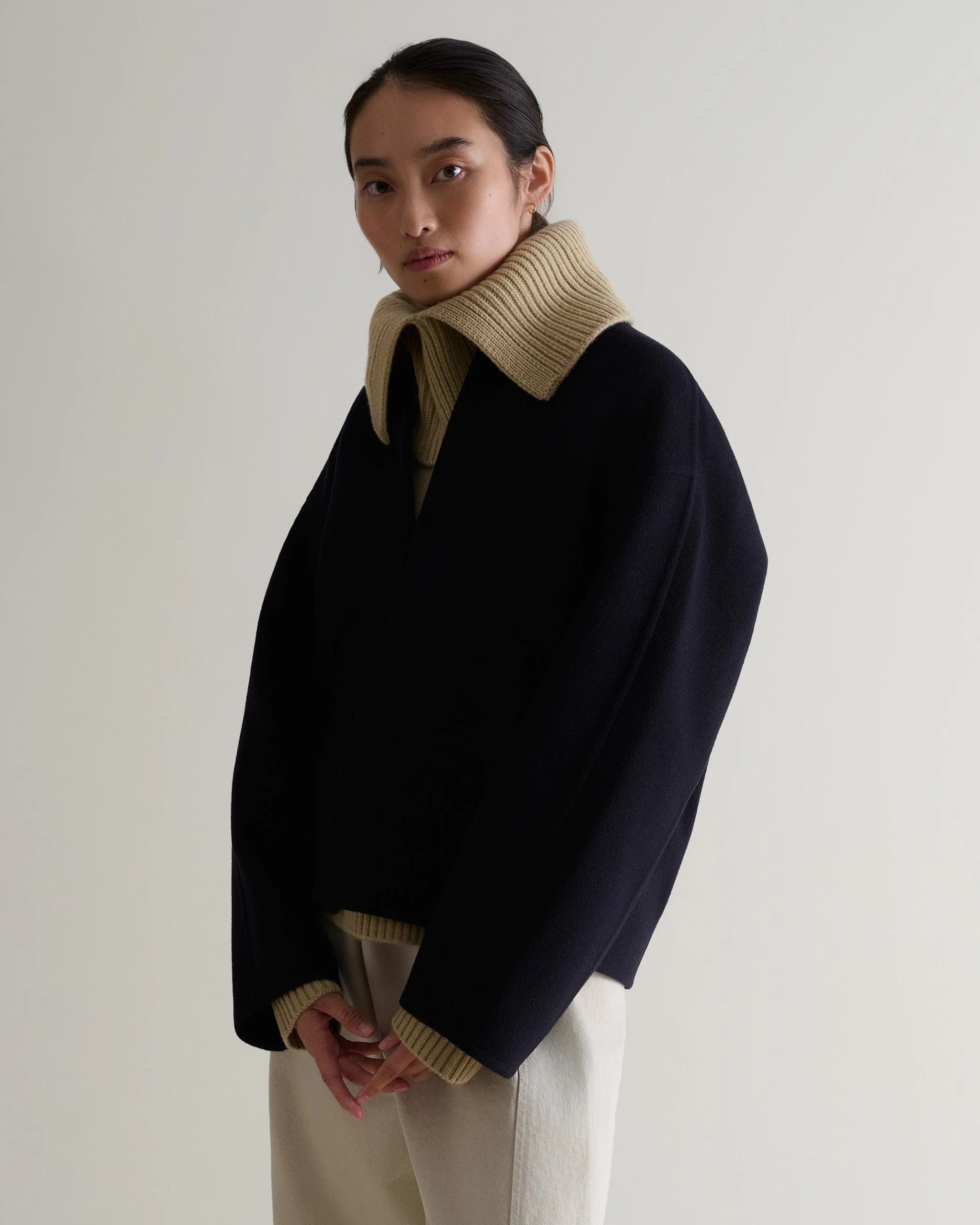 Cashmere Merino Ribbed Collar