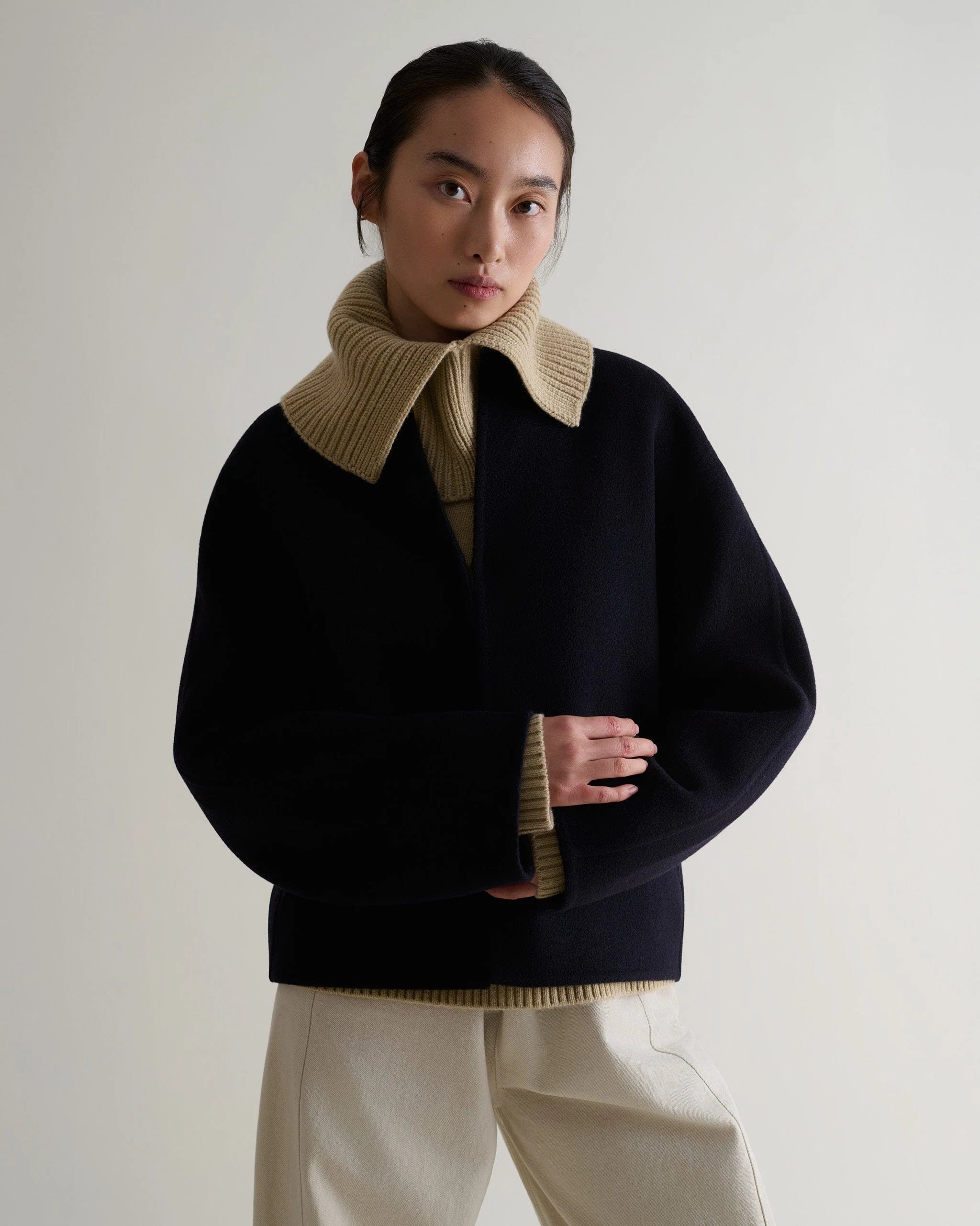 Cashmere Merino Ribbed Collar